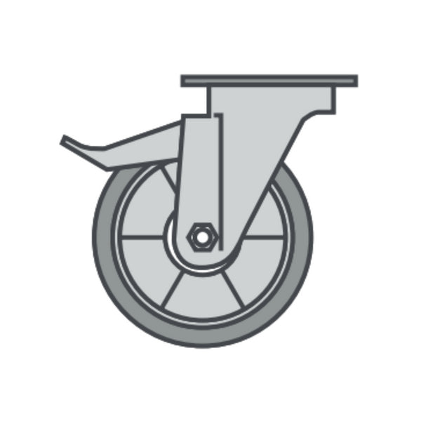 Ensemble de 4 roues (2 avec freins) pour support four HV45