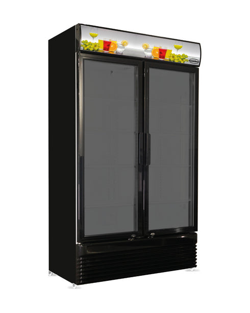 Armoire réfrigérée à boisson positive +2/+8°C noire 2 portes battantes