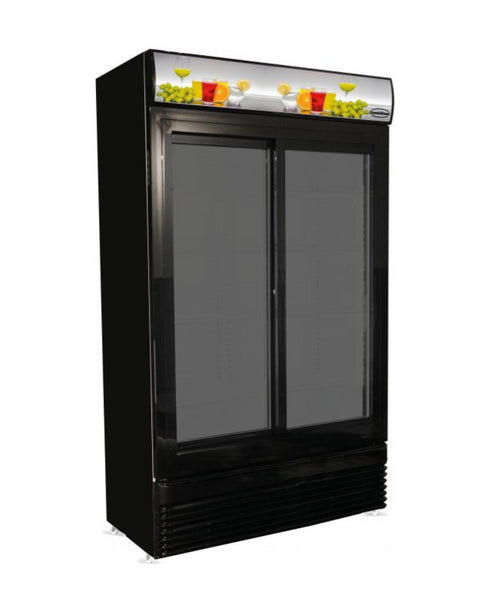 Armoire réfrigérée à boisson positive +2/+8°C noire 2 portes coulissantes