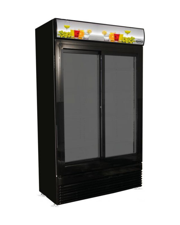 Armoire réfrigérée à boisson positive +2/+8°C noire 2 portes coulissantes