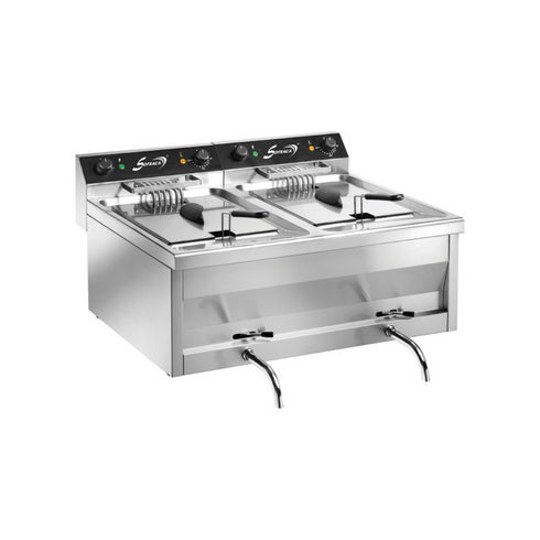 Friteuse à poser 2 x 12 litres - 800x700x420mm - 2 x 9 kW Triphasé 400V