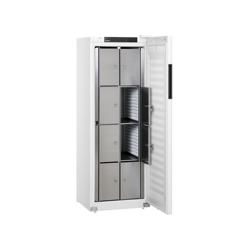 Armoire réfrigérée à 8 casiers avec serrure positive ventilée en époxy blanc 1 porte - 327 litres