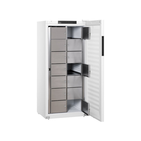 Armoire réfrigérée à 10 casiers avec serrure positive ventilée en époxy blanc 1 porte - 544 litres
