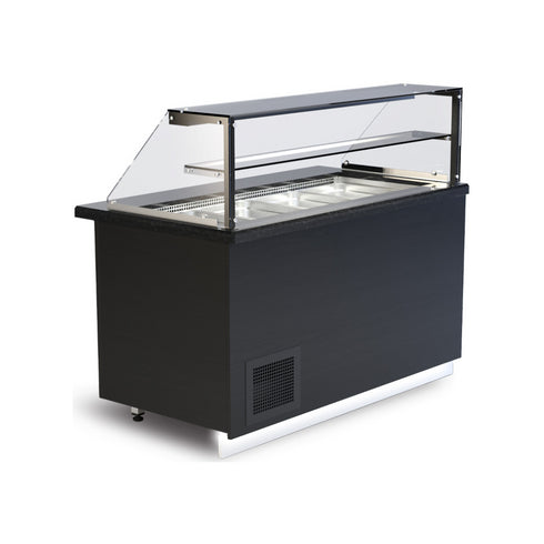 Vitrine bain-marie GASTROLINE PREMIUM - 5 GN 1/1 + 2 GN 1/4 - Plan en granit + LED - 2040x880x1300mm