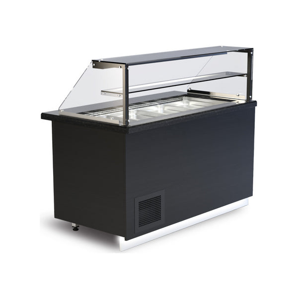 Vitrine bain-marie GASTROLINE PREMIUM - 5 GN 1/1 + 2 GN 1/4 - Plan en granit + LED - 2040x880x1300mm