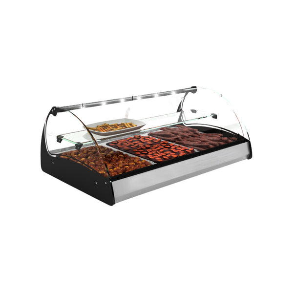 Vitrine chaude bain marie à poser 2 GN 1/1 + étagère neutre - 1020