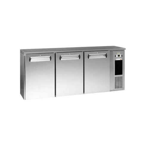 Arrière-bar 3 portes pleines inox