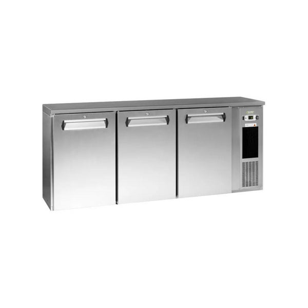 Arrière-bar 3 portes pleines inox