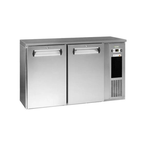 Arrière-bar 2 portes vitrées inox