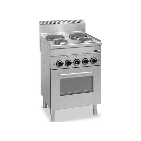 Fourneau 4 plaque électrique sur four électrique ventilé grill électrique - 600x600x850mm - 10