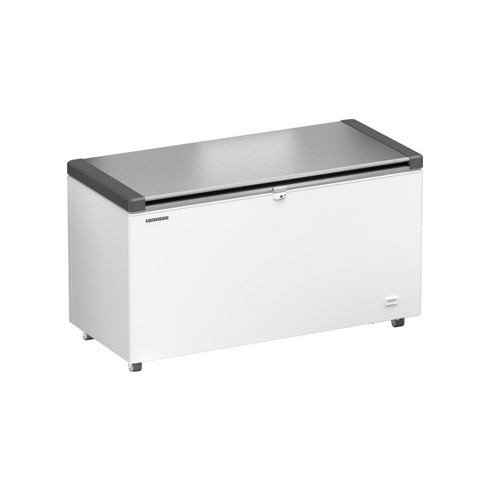 Congélateur coffre en époxy blanc + couvercle inox - 404 litres