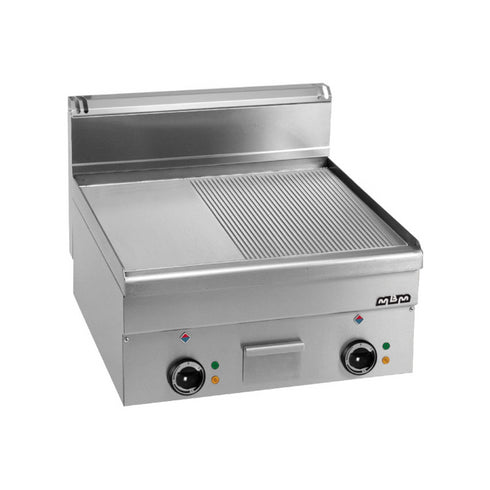 Plancha 1/2 lisse 1/2 rainurée chromée électrique à poser - 600x600x270mm - 7