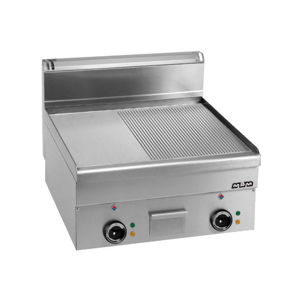 Plancha 1/2 lisse 1/2 rainurée chromée électrique à poser - 600x600x270mm - 7