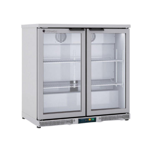 Arrière bar en inox 2 portes vitrées battantes +2/+8°C - 925x520x850mm