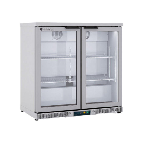Arrière bar en inox 2 portes vitrées battantes +2/+8°C - 925x520x850mm