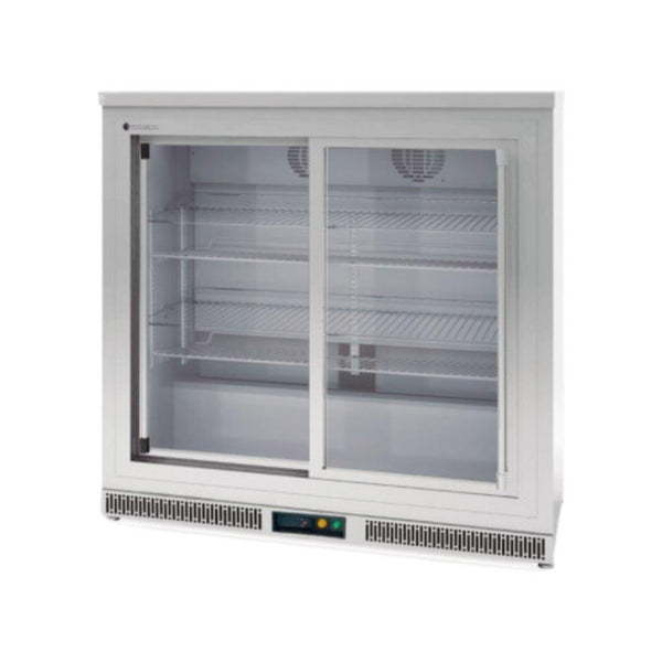 Arrière bar en inox 2 portes vitrées coulissantes +2/+8°C - 925x520x850mm