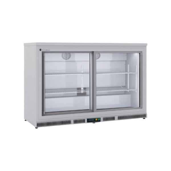 Arrière bar en inox 3 portes vitrées coulissantes +2/+8°C - 1375x520x850mm