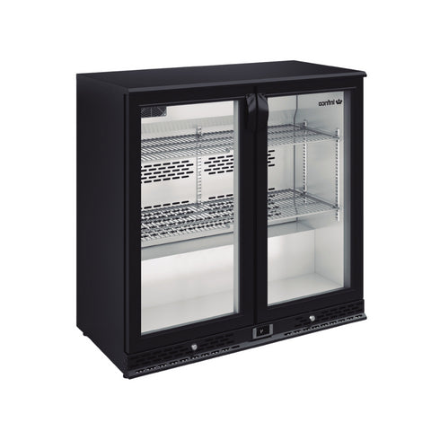 Arrière bar noir réfrigérée positive 2 portes vitrées 900x510x920mm