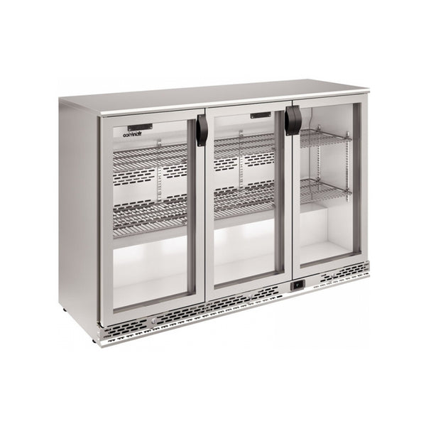 Arrière bar inox réfrigérée positive 3 portes vitrées 1350x510x920mm