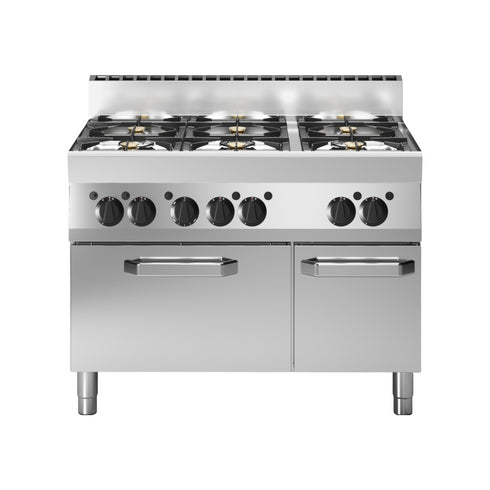 Fourneau 6 feux vifs sur four à gaz 1100x650x850mm 30