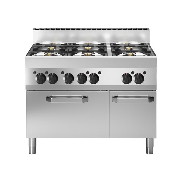 Fourneau 6 feux vifs sur four à gaz 1100x650x850mm 30