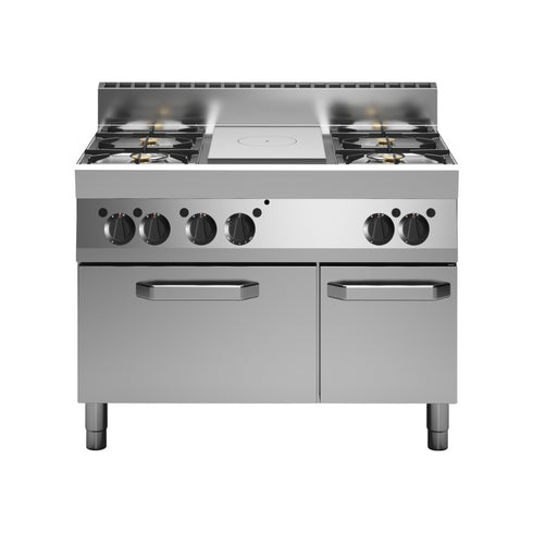 Plaque coup-de-feu + 4 feux vifs sur four à gaz 1100x650x870mm 27