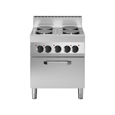 Fourneau 4 feux vifs sur four électrique à convection 700x650x850mm 14