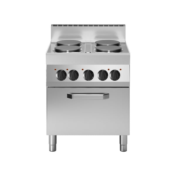 Fourneau 4 feux vifs sur four électrique à convection 700x650x850mm 14