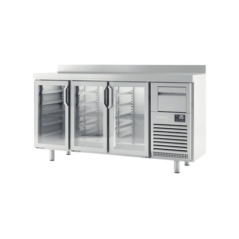 Arrière bar réfrigérée positive -2/+8°C 3 portes vitrées 1960x600x1050mm