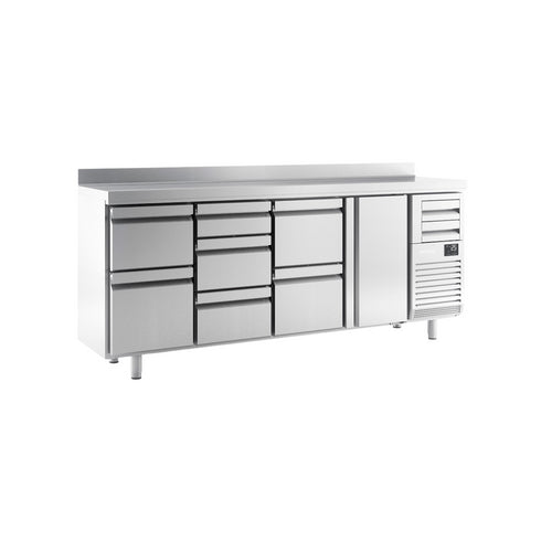 Arrière bar réfrigérée positive -2/+8°C 4 portes vitrées 2452x600x1050mm