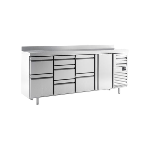 Arrière bar réfrigérée positive -2/+8°C 4 portes vitrées 2452x600x1050mm