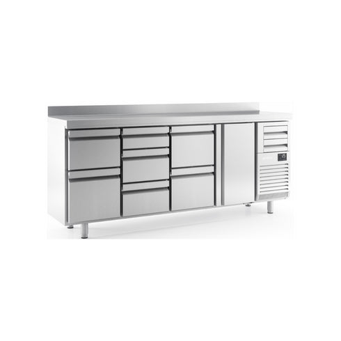 Arrière bar réfrigérée positive -2/+8°C 4 portes 2452x600x1050mm