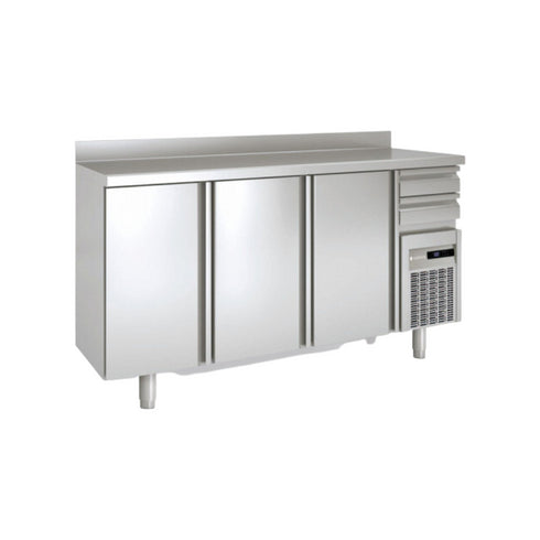 Arrière bar en inox 3 portes pleines battantes +2/+8°C gamme TOP - 2020x600x850mm