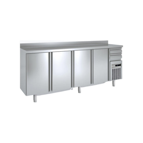 Arrière bar en inox 4 portes pleines battantes +2/+8°C gamme TOP - 2545x600x850mm
