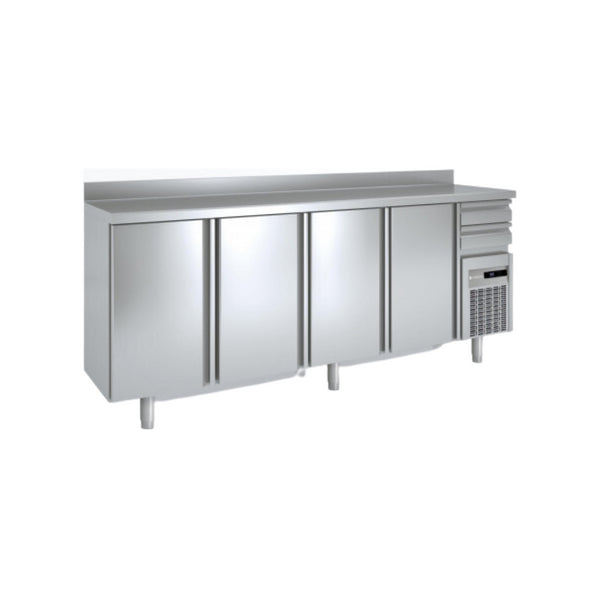 Arrière bar en inox 4 portes pleines battantes +2/+8°C gamme TOP - 2545x600x850mm