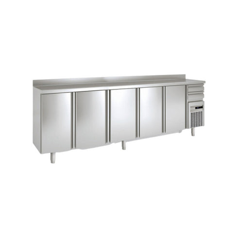 Arrière bar en inox 4 portes pleines battantes +2/+8°C gamme TOP - 3070x600x850mm
