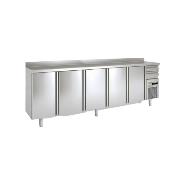 Arrière bar en inox 4 portes pleines battantes +2/+8°C gamme TOP - 3070x600x850mm