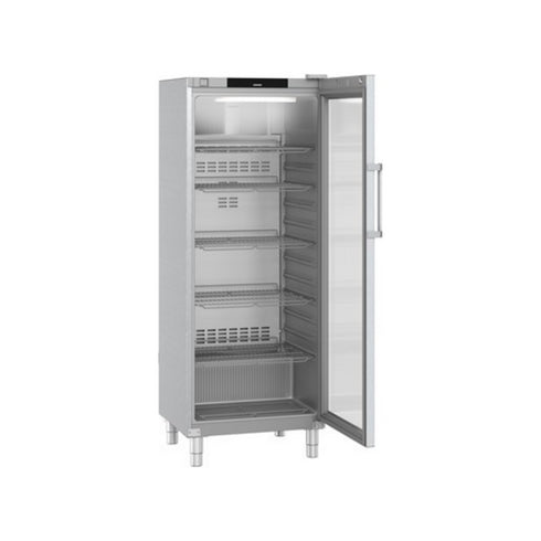 Armoire réfrigérée de restauration positive ventilée en inox 1 porte vitrée - 655 litres