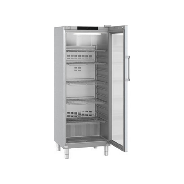 Armoire réfrigérée de restauration positive ventilée en inox 1 porte vitrée - 655 litres