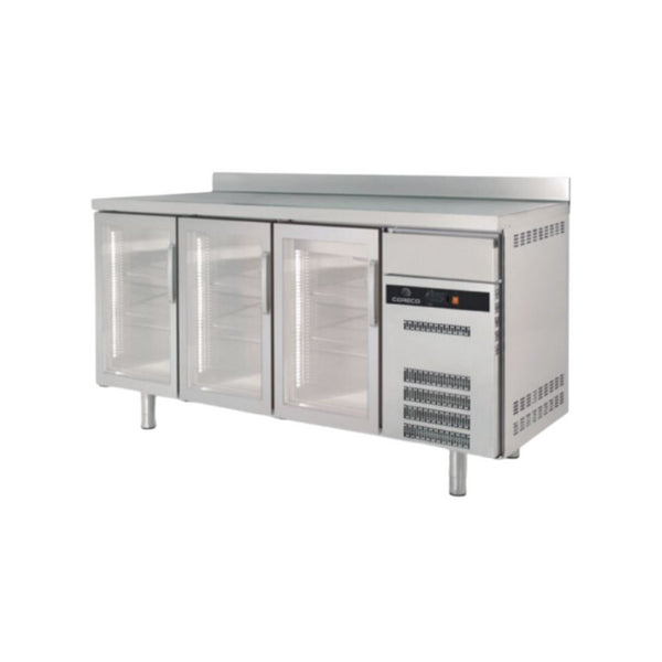 Arrière bar en inox 3 portes vitrées battantes +2/+8°C gamme Classic - 2020x600x850mm
