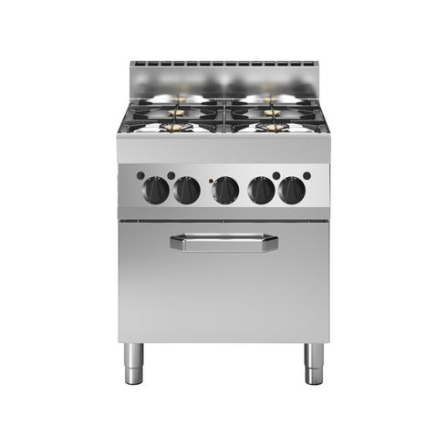 Fourneau 4 feux vifs sur four électrique à convection 700x650x850mm