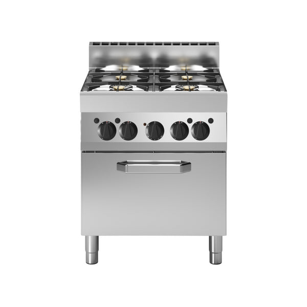 Fourneau 4 feux vifs sur four électrique à convection 700x650x850mm
