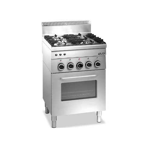 Fourneau 4 feux vifs sur four gaz avec grill électrique - 600x600x850mm - 13