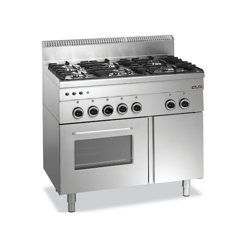 Fourneau 4 feux vifs sur four gaz avec grill électrique - 1000x600x850mm - 19