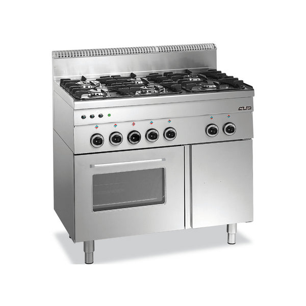 Fourneau 4 feux vifs sur four gaz avec grill électrique - 1000x600x850mm - 19
