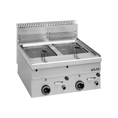 Friteuse à gaz 2x8 litres à poser - 600x600x270mm - 14