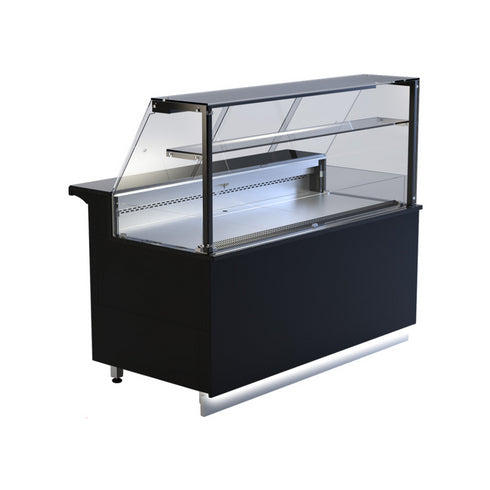 Vitrine d'exposition réfrigérée + réserve réfrigérée GASTROLINE PREMIUM - Plan en granit + LED - 1500x880x1300mm