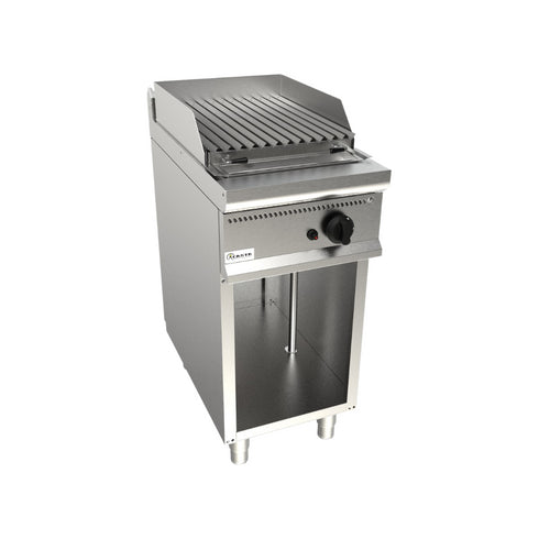 Grillade à pierres volcaniques sur meuble ouvert 1 grille 400x700x850mm