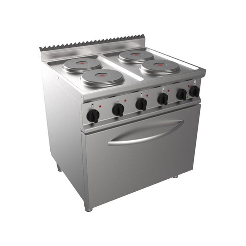 Cuisinière électrique 4 feux sur four électrique 800x700x850mm