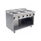 Cuisinière électrique 6 feux sur meuble ouvert 1200x700x850mm 15.6kW 400V